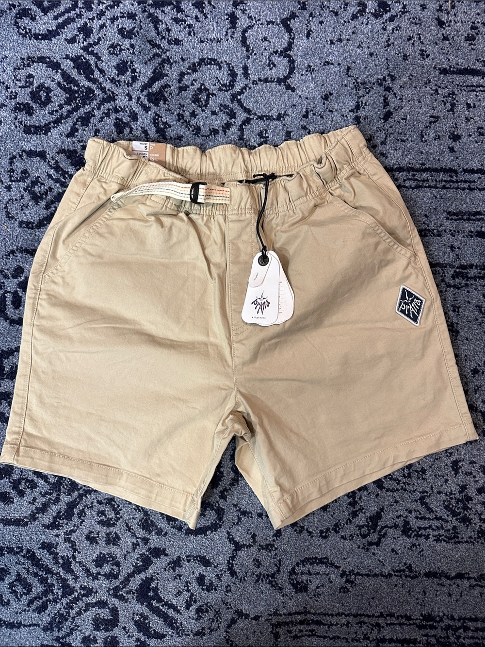NWT PRANA Men's Casual Beige Drawstring Mojave Shorts SIZE SMALL